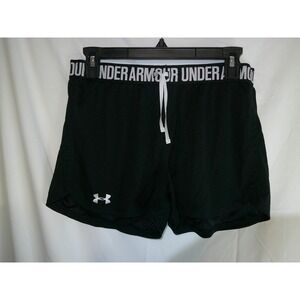 Under Armour‎ Athletic Shorts Mesh Running Gym Black White Logo Womens Small
